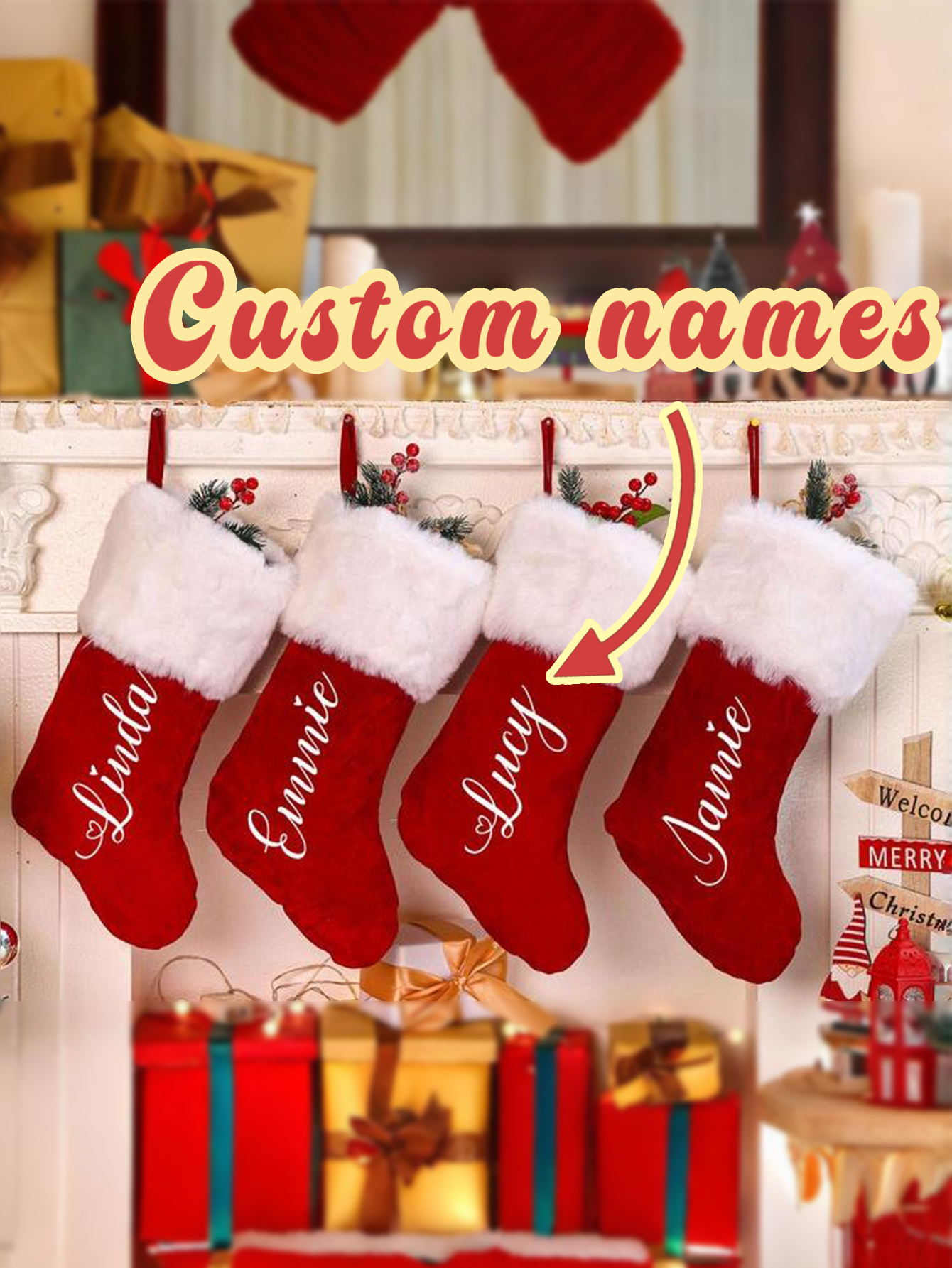 Personalized Red Plush Christmas Stockings